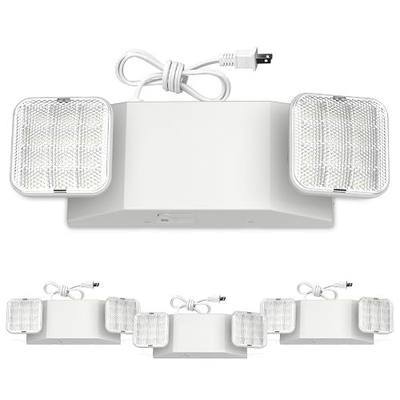 FREELICHT 4 Pack Emergency Lights with Battery Backup, AC 120V, Two Head Adjustable, LED Emergency Square Lighting Fixture for Business Commercial Use with 4FT Plug in Cord, UL Listed