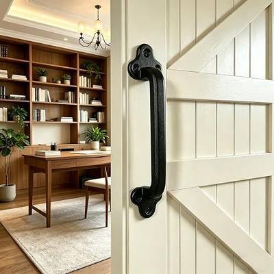 9 Inch Barn Door Handles, Heavy Duty Rustic Design Barn Door Pull, for DIY Sliding Barn Door, Gate, Shed, Garage | Solid Metal Material, Matte Black