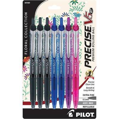 Pilot, Precise Premium Rolling Ball Pens, Floral Collection, Extra Fine Point 0.5 mm, 7 Pack, Ultra-Smooth Writing, Assorted Designs