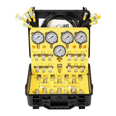 Hydraulic Pressure Test Kit with 5 Gauges 12 Test Couplings.14 Tee Con nectors.5 Test Hoses,Hydraulic Gauge Kit with Sturdy Carrying Case for Excavator Construction Machinery