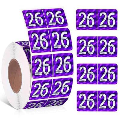 2026 Year Stickers, File Folder Year Labels, Color Coded Year Stickers for End Tab File Folders Office Supplies, 500/Roll, 1 Roll, 3/4" x 1-1/2" (PVC Purple)
