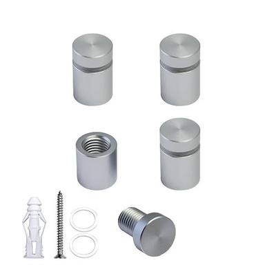Pack of 4, Aluminum Standoff Screws, Wall Sign Standoff Mounting Hardware Advertising Glass Standoff Nail for Hanging Acrylic Picture Frame (Satin Chrome, 1/2" x 1/2")