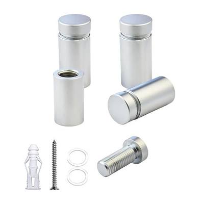 Pack of 4, Aluminum Standoff Screws, Wall Sign Standoff Mounting Hardware Advertising Glass Standoff for Acrylic Picture Frame (Satin Chrome Electroplated, 1/2" x 3/4")