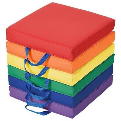 Back2School Express Square Floor Cushions with Handles, Flexible Seating, Assorted, 6-Piece