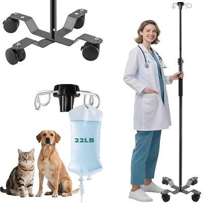 IV Pole with Wheels,47 to 100In Portable IV Floor Stand with 4 Hooks IV Bag Holder Stand Telescopic Feeding Pump Stand Stainless Steels Pipe Extension Pole IV Influsion Pole (47-100in)