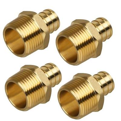 Pex Fittings, 3/4" Male NPT to 3/4" Pex Male Adapter, Heavy-Duty Brass Crimp Fittings for PEX Pipes with Leak-Resistant Construction, NSF & UPC Certified, 4 Pack