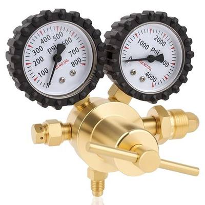 Beaiguna Nitrogen Regulator, 0-800PSI Nitrogen Regulator HVAC with CGA580 Inlet, 1/4" Male Flare Outlet Connection, Nitrogen Tank Regulator for HVAC Purging, Leak Checking, Pressure Testing, Welding