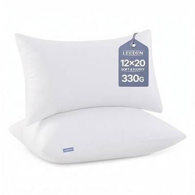 Leeden 12x20 Pillow Inserts Pack of 2, Fluffy Lumbar Throw Pillow Inserts, Soft Rectangle Decorative Throw Pillows for Couch, Sofa, Bed, and Home Decor White Pillows