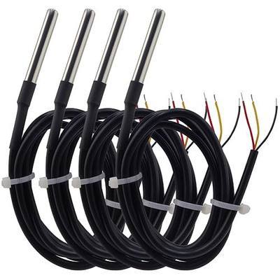 4Pcs DS18B20 Temperature Sensor 1 M, Waterproof Digital DS18B20 Sensors, DS18B20 Temperature Probe, Stainless Steel Probe Compatible for Arduino/Raspberry Pi/ESP32, ESP8266,