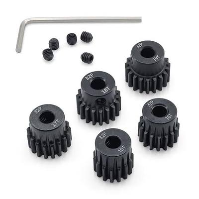 Steel Metal 32P Pinion Gear Sets 15T 16T 17T 18T 19T for Shaft 5mm RC Motor Compatible with HPI Kyosho Losi Axial Tamiya 1/8 1/10 RC Car Monster Truck Upgrade Parts (5mm Bore)
