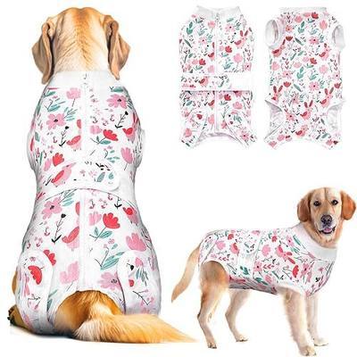 Lukovee Recovery Suit for Dogs, Zipper On Dog Surgery Suit for Female Male Dog, Onesies Bodysuit Prevent Licking Spay Abdominal Wounds Bandages E-Collar Alternative (Pink, XL)