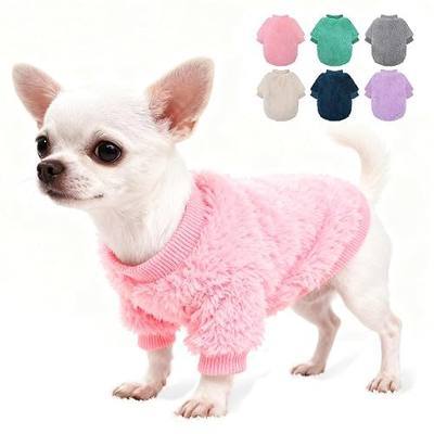 Dog Sweater for Small Dogs Girl Boy, Winter Fleece Teacup Dog Sweaters, Cute Puppy Clothes Warm Soft Pet Outfit Apparel (Pink, X-Small)