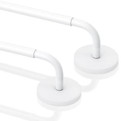 2 Pack Magnetic Curtain Rods for Metal Door, Adjustable 18 to 30 Inch Curtain Rod, 3/8" Diameter Magnet Rods for French Doors Window Cafe(White, 2Pack)