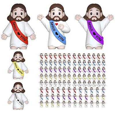 105 PCS Little Jesus Figures,Mini Jesus Figurines - Tiny Statues for Easter Egg Stuffers,Religious Gifts,Parties,Baptism Gifts,Multicolor Miniature Decorations,Hide and Seek Figurines(Multicolor)