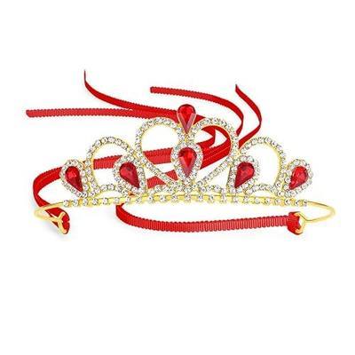 Lovelyshop Adjustable Gold Princess Tiara with Ribbon, 5-9 years | for Little Girl in Halloween, Birthday Party, Dress-Up and Role play