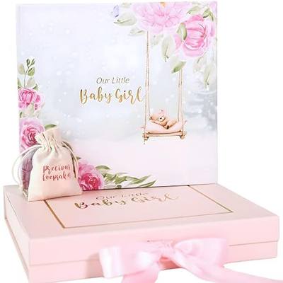 Luxury Baby Girl Memory Book Set – Keepsake Journal & Milestone Album from Pregnancy to Age 5 with Premium Gift Box, Storage Pouch & Keepsake Envelope – Baby Shower & Newborn Gift