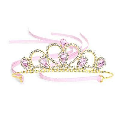 Lovelyshop Adjustable Gold Princess Tiara with Ribbon, 5-9 years | for Little Girl in Halloween, Birthday Party, Dress-Up and Role play