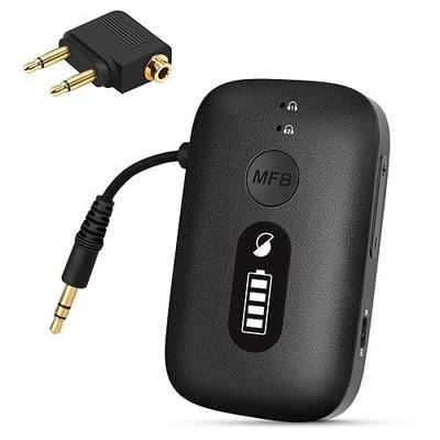 SIMOLIO Airplane-Bluetooth-Adapter for AirPods/Headphones, 20 Hr Battery, Supports 2 Earbuds/Wireless Headphones, 3.5mm AUX Wireless Audio Transmitter for TV, Gym Equipment, Controller, MP3 Player
