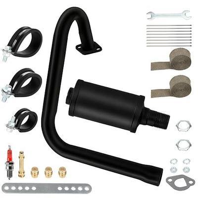 Long Exhaust Pipe with Muffler Compatible with Predator 212cc 196cc Coleman CT200U BT200X Axis M200 Mini Bike 6.5hp GX160 GX200 Clone Engine KT196 Go Kart with Heat Shield Tape Main Jet Kit