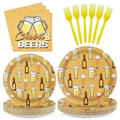 96Pcs Cheers and Beer Party Decorations for Men Wedding Serves 24 | Beer Birthday Plates Napkins Cheers Tableware Set for Men Wedding Bachelorette Bridal Shower Retired Hawaii Party Supplies
