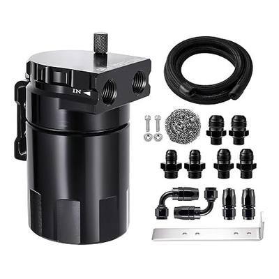 EVIL ENERGY Oil Catch Can, 300ml Baffled Catch Can Kit, Universal Aluminum Air Oil Separator 2 Port with 10AN CPE Fuel Hose & Fitting Kits