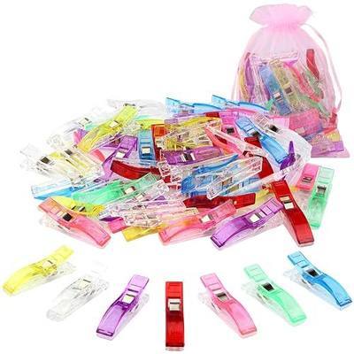 CampTek Large Sewing Clips, Pack of 50 Jumbo Wonder Seeing Magic Clips with Bag for Fabric,Needlepoint,Crafts,Paper Work,Binding,Quilting Supplies-Assorted Colors