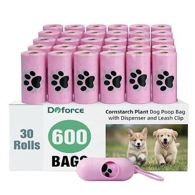 Dyforce 600 Count Dog Poop Bags Rolls with Dispenser Pink | Scented Leak Proof Pet Waste Poop Bags for Dogs 13x9", Extra Thick and Large Doggy Cat Litter Bags for Poops with Holder