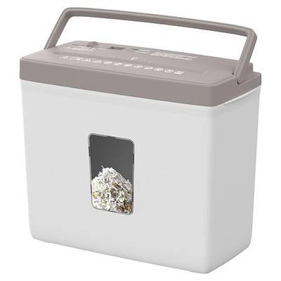 Suntiko Compact 5-Sheet Cross Cut Shredder Brown + White | P4 Privacy Protection, Jam Proof Reverse Mode, Thermal Safety, 2.38Gal Transparent Bin for Home Desk