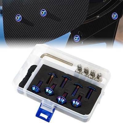 AeroBon GR5 Titanium Bolt Kit M6x20mm (18mm Wide Head OD) for Engine Bay Exterior Trim Body Panels Dress Up Hardware, M6x1.0, 8 Bolts (Burnt Blue)
