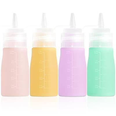 Mrsdry Condiment Squeeze Bottles, 12 oz Silicone Squeeze Bottles For Sauces, Leak Proof Condiment Containers with Extra Interchangeable lid, Easy Squeeze for Oil, Honey & Dressings, BPA FREE (4 Pack)