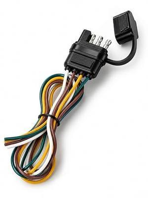 25 Inch 4-Way Flat Trailer Connector 16AWG, Water Dust Proof 4 Prong Wiring Harness with Zinc Terminals - 4 Pin Male End for Trailer Boat RV - Sealed Cover Included