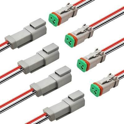 14 AWG 2 Pin DT Connector, 2 Wire Automotive Waterproof Electrical Connectors, 14 Gauge Male and Female Quick Connect Harness for Car Truck Boat -4 Pack