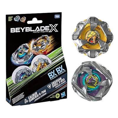 Beyblade X Calibur Samurai 6-70M BX & Obsidian Shell 3-85S BX Takara Tomy Dual Pack Set with 2 Right-Spinning Tops, Battling Tops Game Toys, Ages 8+