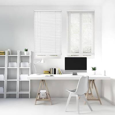 DEZ FURNISHINGS Cordless 1" Signature Mini Blind with Flexible Slats, 70" W x 48" H, Pearl White