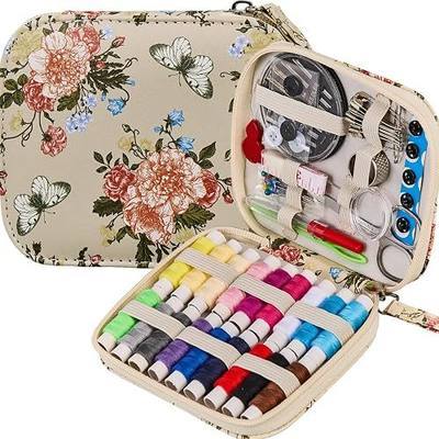 Floral Printing Travel Sewing Kit Cute Sewing Set | Butterfly Basic Sewing Kit for Adults Beginners,Professional Basic Sewing Supplies Accessory for Emergency