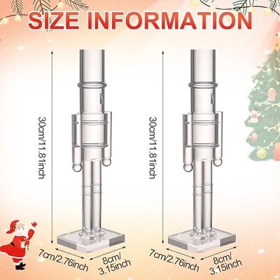 Thyle 2 Pack Christmas Acrylic Nutcracker Traditional Christmas Decorations Transparent Nutcracker Figure Statue Ornament for Xmas Festive Holiday Tabletop Home Party Decor (Clear,12 Inch)
