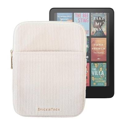 StickieTech Kindle Sleeve - Cute Corduroy 8x6.25 inch Case, Cream Kindle Pouch, 2 Pockets - Compatible with 6-7 inch E-Readers, Ideal Travel Sleeve