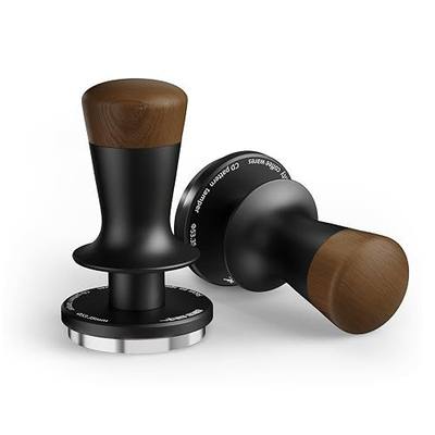 MHW-3BOMBER 54mm Espresso Tamper, Double Spring Loaded Tamper, Self Leveling without Tilting, 53mm Coffee Tamper with Wood Cover, 53.35mm Ripple Base, T7127