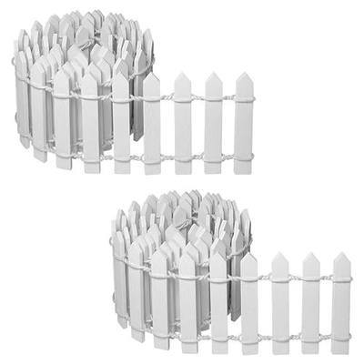 2 PCS Fairy Miniature Wood Fence, 35 Inch Long Mini Picket Fence Garden Ornament for DIY Crafts Project Home Garden Plant Pot Decoration (White)