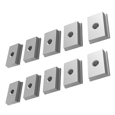 T-Slot Nuts, 10Pcs Sliding T-Nuts M6 for T-Slot Rails – Aluminum T-Shaped Groove Nuts, Woodworking T-Slot Fasteners, CNC Machine Fixtures & Screw Channel Accessories (Silvery)