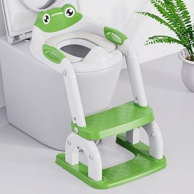 Potty Training Seat with Step Stool Ladder, Upgraded 2-in-1 Toddler Potty Training Toilet Seat with Non-Slip Step Splash Guard Handles and Waterproof Cushion, Toddler Potty Seat for Kids Boys Girls