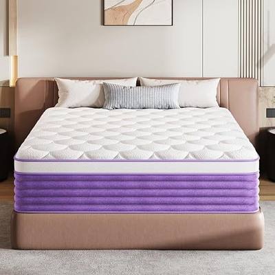 Queen Mattress,12 Inch Queen Size Mattress in a Box,Hybrid Memory Foam with Pocket Springs for Motion Isolation,Medium Firm & Pressure Relief and Cool Sleep,CertiPUR-US Certified,No Fiberglass