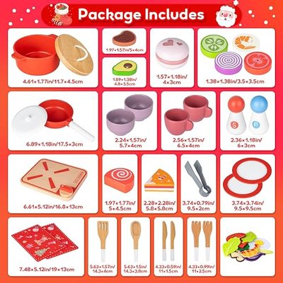 24 Days Christmas Advent Calendar Gifts for Kids - Wooden Play Cooking Set | 2026 Xmas Surprise Countdown Gifts - Pretend Play Kitchen Accessories - Commodum Montessori Toys for Toddlers Boys Girls