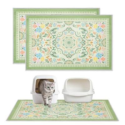 2 Pack Washable Cat Litter Mat 33"x22" Waterproof Trapping Pad | Kitty Litter Box Mat Featuring A Non-Slip Base And Decorative Design To Trap Scatter For Home Floor Protection
