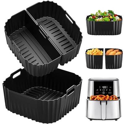 Air Fryer Silicone Liners Square for Chefman 8QT Air Fryer 3 Pack Reusable | Silicone Pot Baking Accessories for Instant, Nuwave, Gourmia and other 8QT to 10QT Large AirFryer, 2 In 1 Liners
