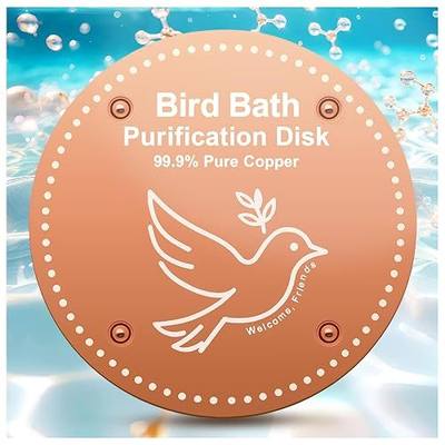 OICEME Bird Bath Purification Disk Pure Copper Outside Winter Solar Power Birdbath Wild Hummingbird Pedestal Fountain Cleaner Outside Humming Feeder Cage Dispenser Heater Garden Deal Lover Women Gift