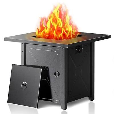 Electactic 28" 3-in-1 Propane Fire Pit Table, 50,000 BTU | Patio, deck & backyard entertaining, smokeless flames, lid included, adjustable heat, CSA certified ignition