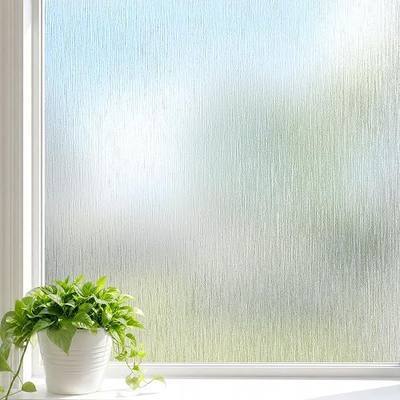 Frosted Window Privacy Film - Brushed Silver Static Cling Glass Film for Bathroom, Day and Night Door Privacy Film Window Cover to Stop Dog Barking, 17.5x78.7 Inch, Pure