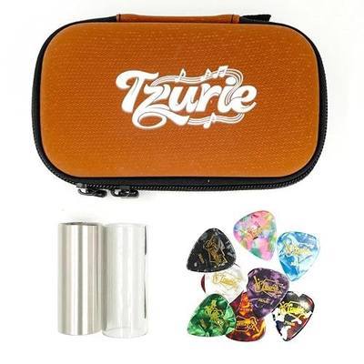 Glass & Steel Guitar Slide & Picks Set with Travel Case | 10 Celluloid Picks, 2 Slides, Accessories for Electric & Acoustic Guitars