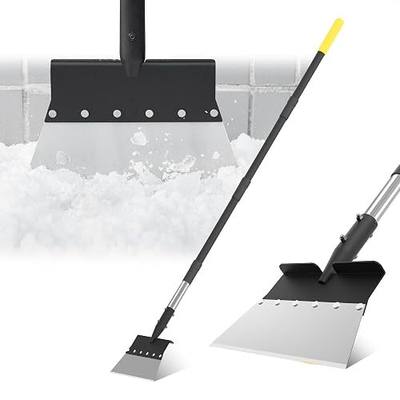 Flat Shovel, 60 inch Ice Scraper, Snow Shovel, Floor Scraper with Adjustable Long Handle, Heavy Duty Ice Chopper, Multifunctional Weed Removal Tool for Driveway, Walkway, Garden and Outdoor Cleaning